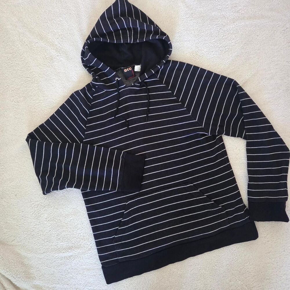 Unbranded Men's Black and Navy Hoodie